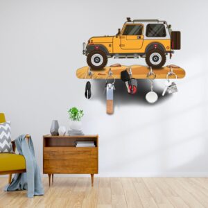 Premium HD UV Printed Mahindra Thar Car Shape designer Wooden Key Holder