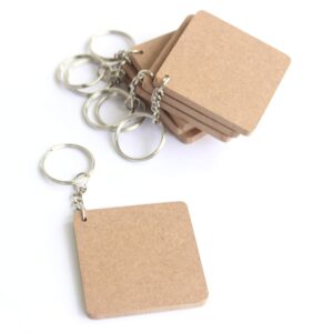 KaaHego MDF Key Chains Wood Sheet Craft - Plain Square Shaped for Painting Pack of 10