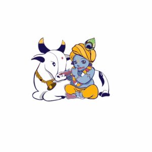 KaaHego GOD Krishna With Cow MDF Fridge Magnet Pack Of 2