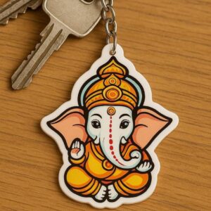 KaaHego Ganesh Photo Eqralic Keychain (Size 2inch X 2inch)