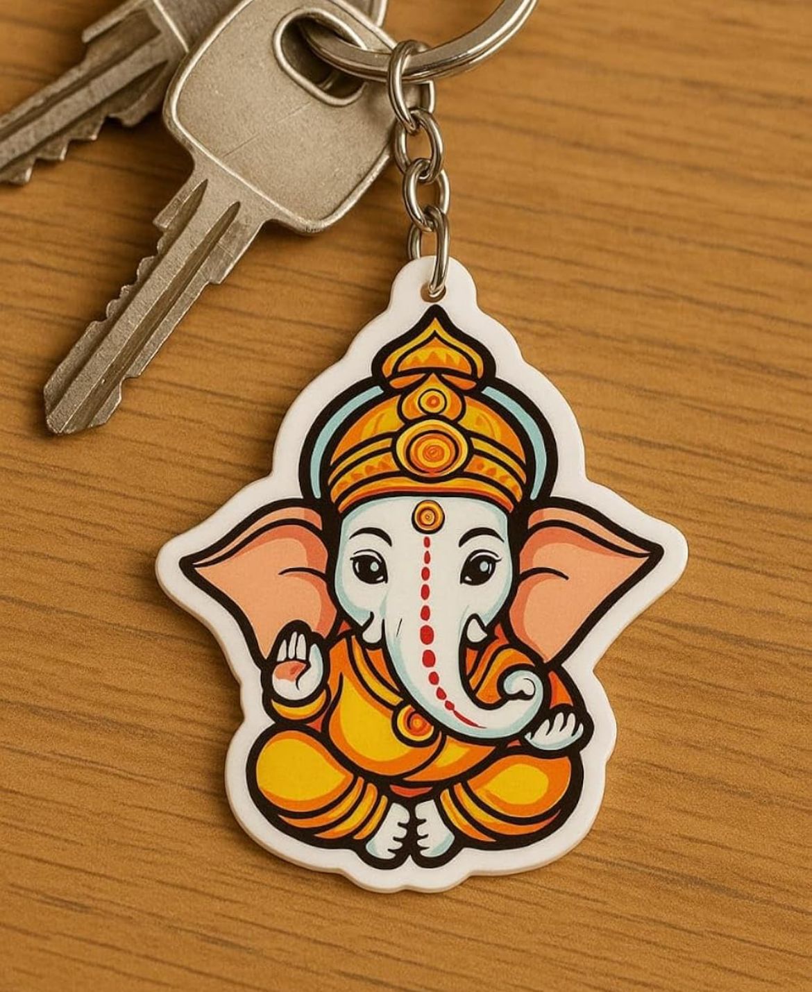 KaaHego Ganesh Photo Eqralic Keychain (Size 2inch X 2inch)