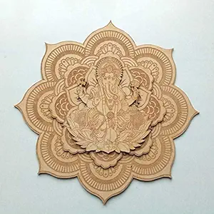 Kaahego Wood Mdf Cut And Laser Engraved Mandala Ganesh Wall Frame (Brown, 250 X 250 X 3 Mm)