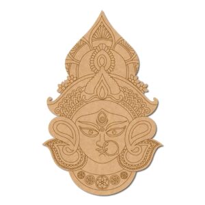 Kaahego MDF Board for Lippan Art - Pre-Marked Maa Durga Ji Design Cutouts for Craft, Painting, DIY Projects - Eco-Friendly MDF Wood, 25x20 cm, Ideal for Creative Gift Ideas