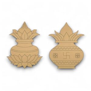 Kaahego MDF Board for Lippan Art - Pre-Marked Kalash Design Cutouts for Craft, Painting, DIY Projects - Eco-Friendly MDF Wood, 4x4 inch, Ideal for Creative Gift Ideas, Set of 2