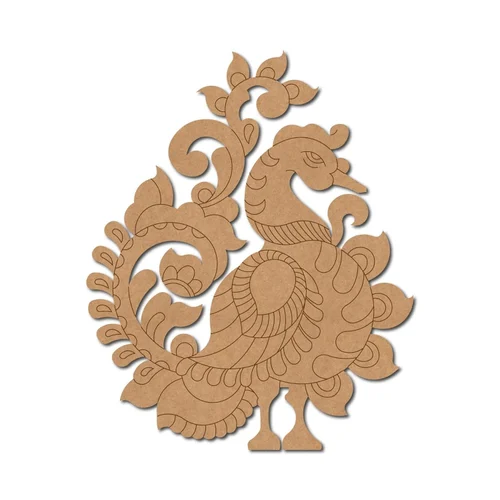 Kaahego Pre Marked Mdf Peacock Cutout ( Size 9 Inch ) 3mm thickness