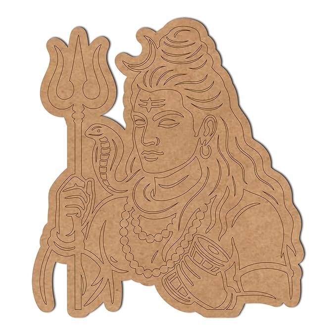 Kaahego MDF Board for Lippan Art - Pre-Marked Lord Shiv Ji Design Cutouts for Craft, Painting, DIY Projects - Eco-Friendly MDF Wood, 12x9 inch, Ideal for Creative Gift Ideas - Image 3