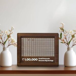 Kaahego Money Saving Box for Adult and Kids 1 Lakh Wooden Piggy Bank: Premium Money Saving Box for Adults, Girls, and Kids - Saving Box for Women, Men with Number Display - Stylish Kiddy Money Bank