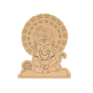 Kaahego Pre-Marked MDF Cutout for Craft | Bal Hanuman Wooden Cutout Art | Kraft Meditating Hanuman | Devotional Wall Panel | 10 Inch |3mm Thicknes