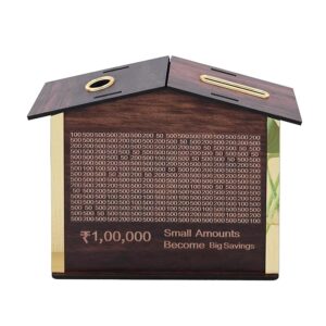 Kaahego Premium MDF Wooden Coin Collection Box | 3MM Thick Durable Piggy Bank | Lockable Cash Saving Box for Kids & Adults | Tabletop Money Storage Box for Home/Office Use