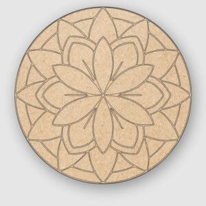 Kaahego Round Shape Flower PreMark Mdf Cutout (Size 4x4 inch) Pack Of 2
