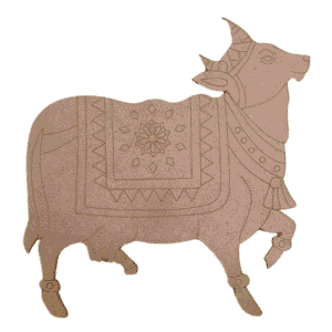 Kaahego Cow Pre Mark Mdf Cut Out (Size 4x4 inch) Pack of 2