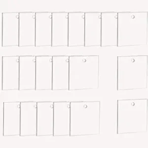 KaaHego Acrylic Square Shape Blank Cutout, 2.7MM Thickness Clear Blank Acrylic Disc with Hole for Crafts, DIY Decortion(15pc)(2.5inch)