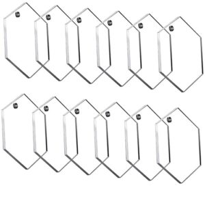 KaaHego Acrylic Hexagon Shape Blank Cutout, 2.7MM Thickness Clear Blank Acrylic Disc with Hole for Crafts, DIY Decortion(30pc)(2.5inch)