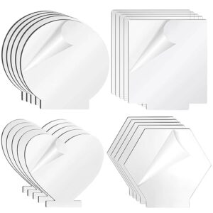KaaHego 20 PCS Acrylic Sheet Clear Cast for LED Light Base, 2 mm Acrylic Blanks Panel Board 6x5 Inches, Transparent Cast Board with Protective Film for Table Sign DIY Display Project, 4 Shapes