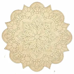 KaaHego Mandala Flower Design MDF Cutout for DIY | for Decorations, Festival Gift, Wedding Decorations 14 INCH 3mm thickness