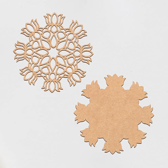 KaaHego Set of 1 MDF Rangoli Cutouts for Art and Craft, Festival Decoration, DIY Project, and Making Rangoli | Traditional Rangoli | Rangoli Wooden Stencils (MDF Lotus Flower Rangoli Stencil) - Image 4