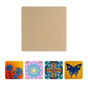KaaHego Plain Square MDF 8-Inch DIY Base for Art & Craft | Set of 8 | Thickness 2.8MM | Premium Unpainted Wooden Square for Painting, Wall Decor, Lippan Art (8 Inch)