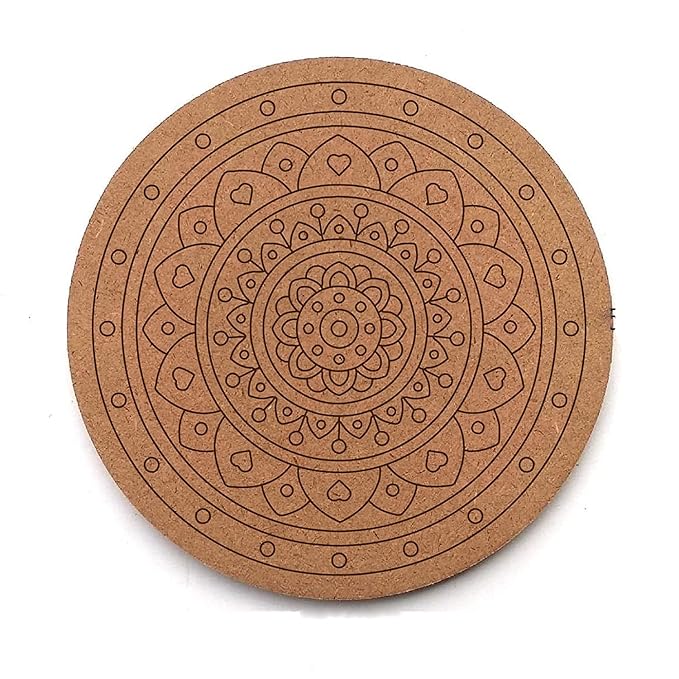KaaHego Premarked MDF Wooden Base Rangoli Cutouts for DIY Craft Work, Home Decoration (8 INCH)