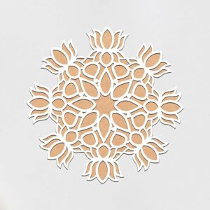 KaaHego Set of 1 MDF Rangoli Cutouts for Art and Craft, Festival Decoration, DIY Project, and Making Rangoli | Traditional Rangoli | Rangoli Wooden Stencils (MDF Lotus Flower Rangoli Stencil)