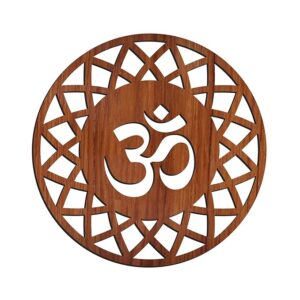 KaaHego Om Mandala Wall Art, Round Decorative Wall Hanging/Adhesive, for Temple, Home Festival Decor, Living Room | Size Starts from 15 x 15 Cm (6 Inches), Set of 1