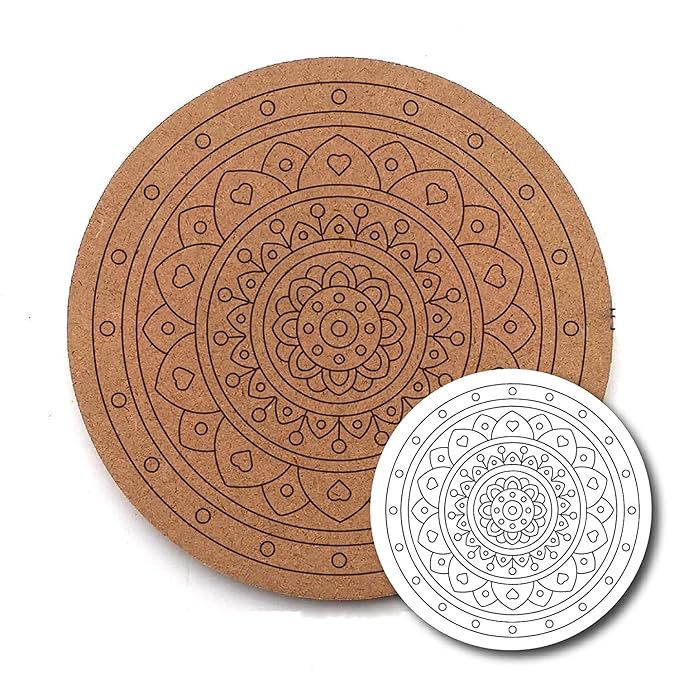 KaaHego Premarked MDF Wooden Base Rangoli Cutouts for DIY Craft Work, Home Decoration (8 INCH) - Image 2