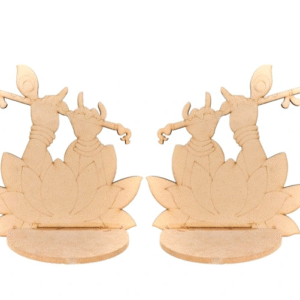 KaaHego Lotus Krishna Flute Themed Wall Shelf Diya Stand (Thickness 5mm) (Size 10 X 10 X3 Inches)