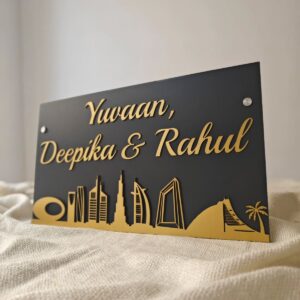 KaaHego Customize Name Plate for Flat/Home/Hotel name plate for home entrance Gold 3d emboss inches centimetre with screws