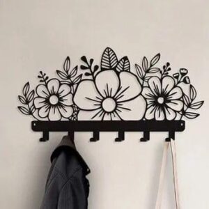 KaaHego 7 Hooks Iron Key Hanger with Powder Coating | Decorative Wall Key Rack for Entryway, Living Room, Bedroom & Gift Use