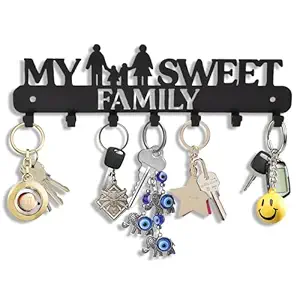 KaaHego Key Hangers for Wall | Key Holder for Home Decor Stylish | Key Stand for Wall | My Sweet Family Metal Keyholder