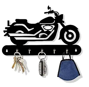 KaaHego Sage Designer Wooden Key Holder for Home | Key Hanger Wall Stylish | Key Stand | Key Chain Holders for Wall (5 Hooks, Bike Black)