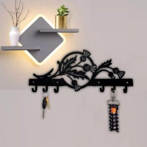 KaaHego Metal Wall Mounted Key Holder for Home & Office | 7 Hooks Iron Key Hanger with Powder Coating | Decorative Wall Key Rack for Entryway, Living Room, Bedroom