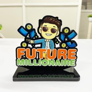 KaaHego Future Millionaire Quotes Wooden Table Decoration for Office and Home Desk Decor Gift Item