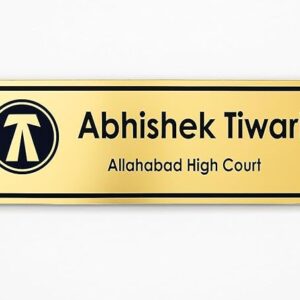 KaaHego Personalized Advocate Name Plate for Office | Gold & Black Acrylic Lawyer Name Board | Custom Court Name Sign with Logo | Professional Door Name Plate for Advocate, Doctor, Office Entrance 12X4 inch