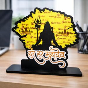 KaaHego  Table Top Decor Standee | Motivational Showpiece for Office Desk | Wooden Decorative Show Piece for Home, Study Table Decor | Farewell, Congratulations Gift (Mahadev)