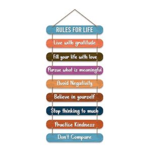 KaaHego Rules for Life Quotes Printed Mdf Wooden Wall Hanging | Living Room | Office | Home Decor Items | Gifts | Wall Art For Hall | Modern Wall Decorative Accessories for Home Decoration