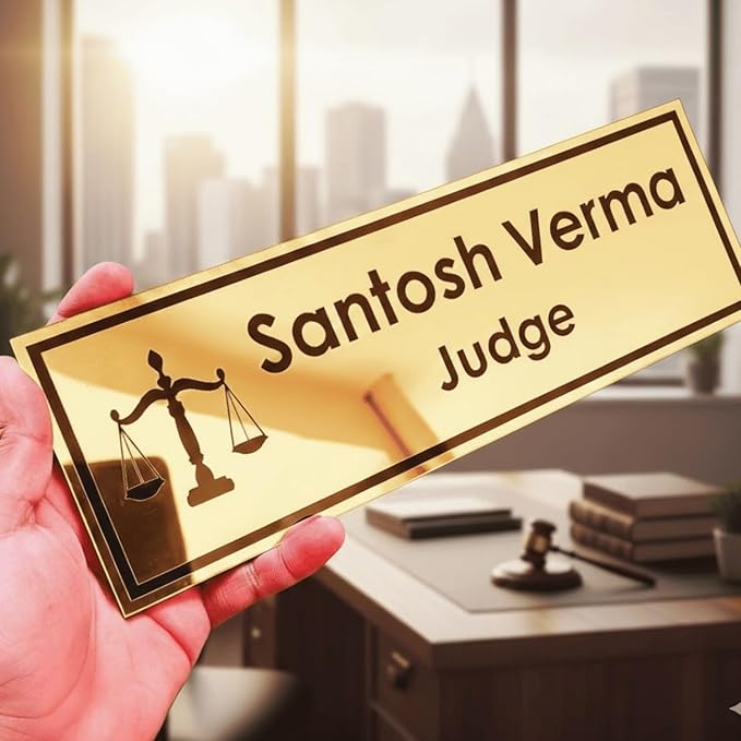 KaaHego Customized Self Adhesive Name Plate | Silver Engraving Sheet with Vinyl Lettering | Personalized Door Name Plate for Home, Office & Outdoor Entrance | Font & Color Options