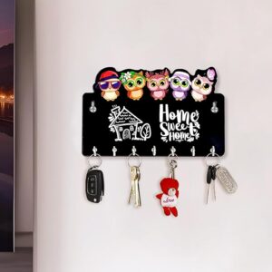 KaaHego Premium Key Holder for Home Decor Stylish | Wooden Keychain Holder | Key Hangers for Wall Cute Aesthetic Design (Home Sweet Home)