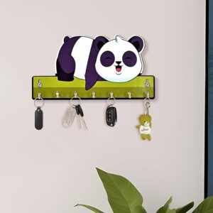KaaHego Premium Key Holder for Home Decor Stylish | Wooden Keychain Holder | Key Hangers for Wall Cute Aesthetic Design (Panda)