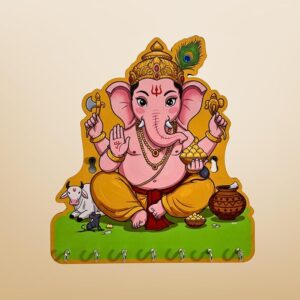 KaaHego Shubh Labh Ganpati Bappa Key Holder – Decorative Wall Hanging Art for Home | Ganesh Ji Key Organizer for Bedroom, Living Room, Guest Room & Dining Area