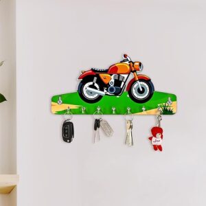 KaaHego Premium Key Holder for Home Decor Stylish | Wooden Keychain Holder | Key Hangers for Wall Cute Aesthetic Design (Bike)