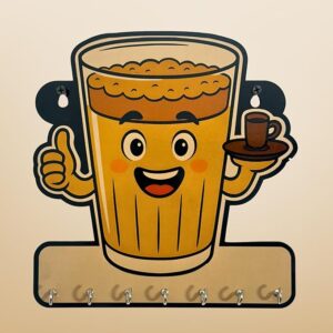 KaaHego Funny Tea Lover Wall Key Hanger for Kitchen & Café Decor | Artistic MDF Décor with 7 Hooks | Premium Wooden Key Holder for Home/Office Decor/Key Hanger for Wall Decor,Decorative Item for Home