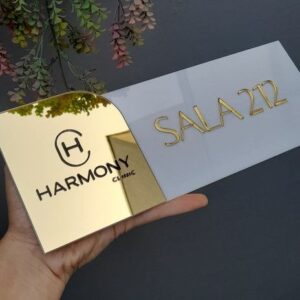 KaaHego Customized Self Adhesive Acrylic Name Plate for Home | Black Acrylic with Brush Gold Engraving Sheet | Personalized Door Name Plate for House, Office & Entrance