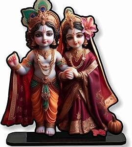 KaaHego Wood Radha Krishna MDF Religious Showpiece - Aesthetic Table Decoration Home Or Office, Desk Or Shelf. Corporate Gift and Wall Decor