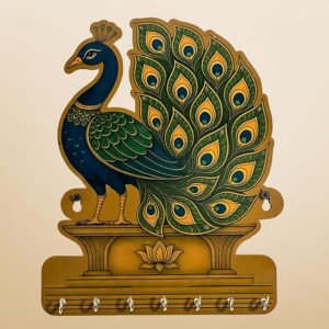 KaaHego Royal Peacock Key Holder – Lightweight Decorative Wall Art for Home | Stylish Key Organizer for Bedroom, Living Room, Guest Room & Dining Area