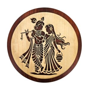 KaaHegoMDF Wall Decor & Wall Hanging | Premium Printed Home, Mandir & Pooja Room Wall Art for Living Room, Bedroom, Office & Meditation Corner (Radha and Krishna, 12 Inch)