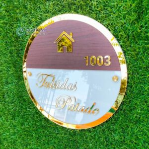 KaaHego Customize Name Plate for Flat/Home/Hotel name plate for home entrance Gold 3d emboss inches centimetre with screws