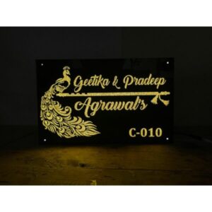 KaaHego Golden Sparkle Acrylic Led Name Plate – Waterproof