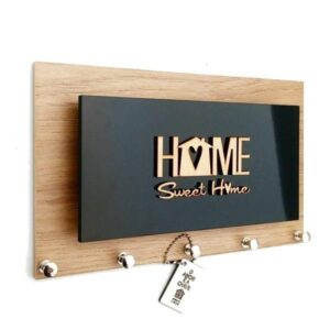 KaaHego  Home is a wooden and black coat and key rack with a modern