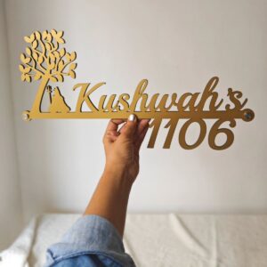 KaaHego Name Plate For Home Golden Colur Good Quality Sheet Was Used To Make The Name Plate.