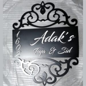 KaaHego Personalized House Number Sign for Home & Office | Premium Black Brushed Finish | Modern, Weatherproof(Self-Adhesive) | Flat/Apartment/Hotel Door Sign